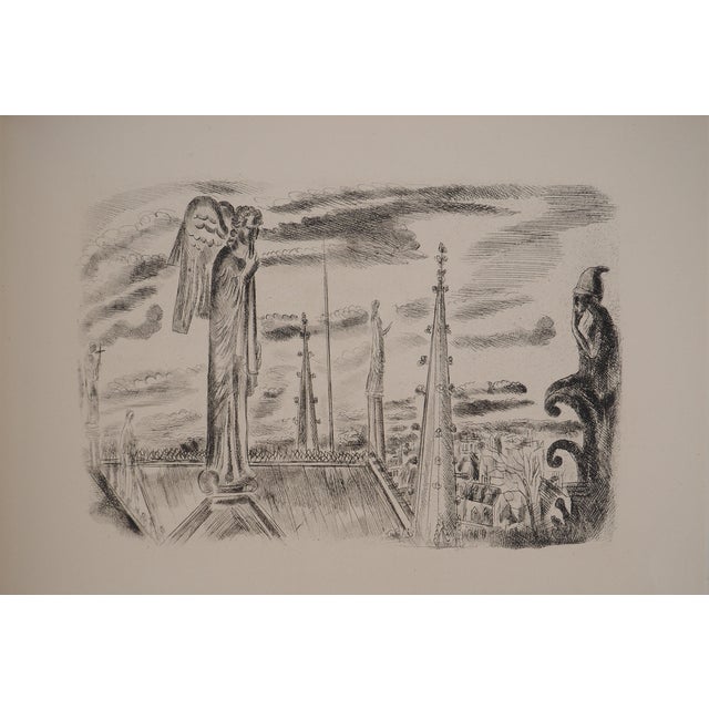 Hermine David, On the Roof of Notre Dame, Original Engraving For Sale