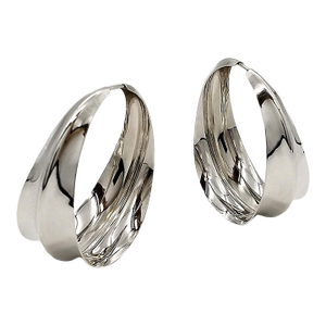1990s Ridge Hoops, Anticlastic Silver Earrings, Gerhard Herbst Studio,Mid Century Style., Set of 2