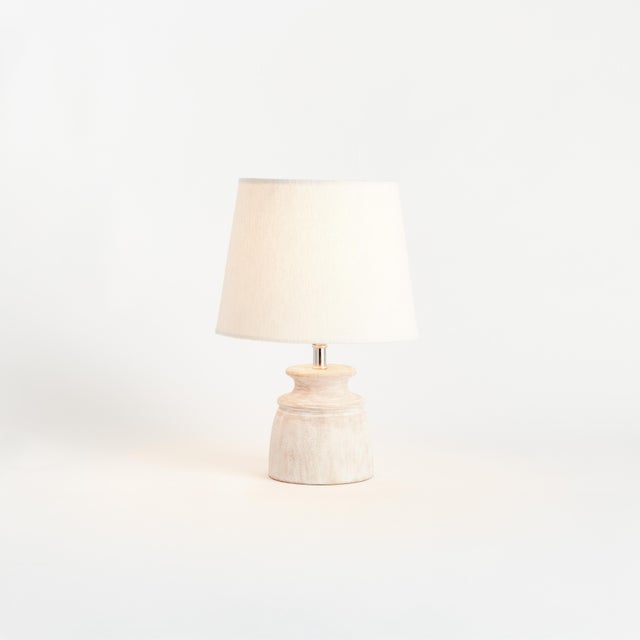 The petite shape makes the Benji Lamp ideal for kitchen or small workspace. TheWhitewashed, mango wood base and natural...