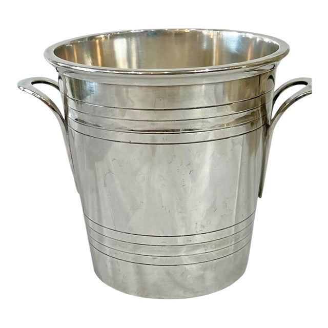 Antique French Art Deco Silver Plate Ice Bucket by St. Medard For Sale