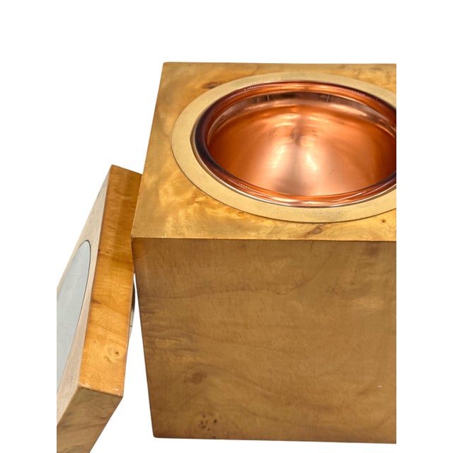 Brown 1970s Mid-Century Modern Tommaso Barbi, Burl Ice Bucket For Sale - Image 8 of 11