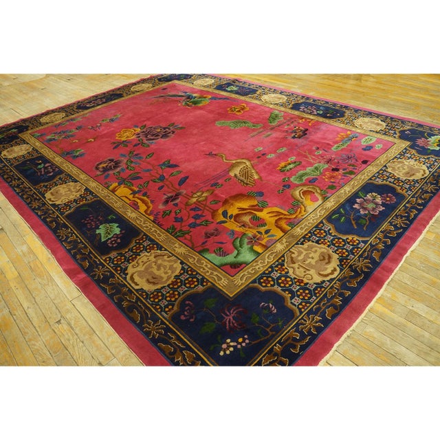 1920s Luxurious Red Wool Antique Chinese Art Deco Walter Nichols Rug Carpet For Sale In New York - Image 6 of 11