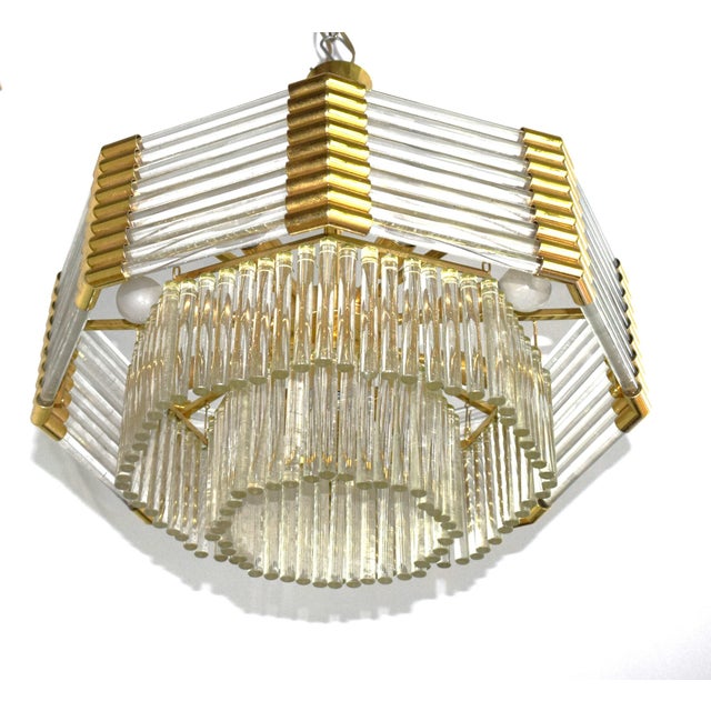 Mid-Century Modern Large Gold-Plated Crystal Chandelier by Bakalowits & Söhne Vienna, 1970s For Sale - Image 3 of 10