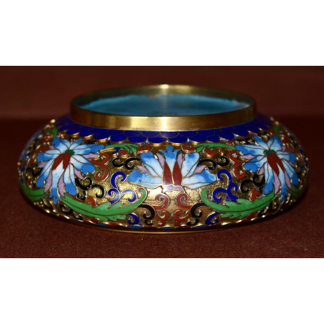 1980s Vintage Chinese Small Cloisonné Bowl With Floral Interior For Sale - Image 5 of 13