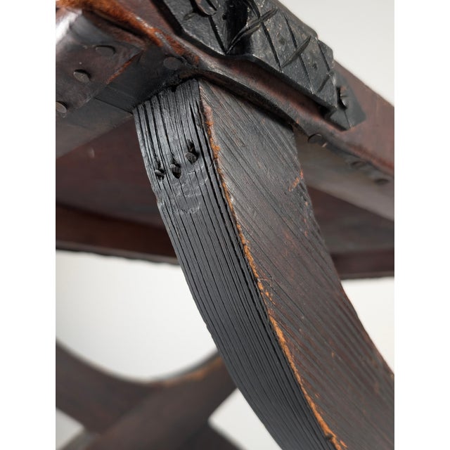 Colonial Curul Stool in Leather and Wrought Iron, Mexico, 1940s For Sale - Image 18 of 18