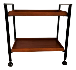Mid-Century Italian Serving Bar Cart or Trolley with Teak Trays, 1960s