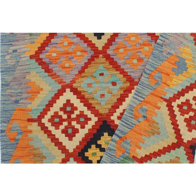 1990s 1990s Kilim Rust Blue Wool Rug - 2'9" X 3'10" For Sale - Image 5 of 7