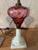 Pair of 19th Century Milk Glass Base Electrified Oil Lamps For Sale - Image 9 of 9