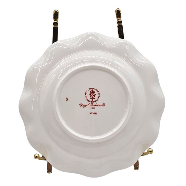 Mid 20th Century English Royal Crown Derby Bone China Floral Bread Plate Royal Antoinette Pattern 6" 4 Pieces For Sale - Image 9 of 10