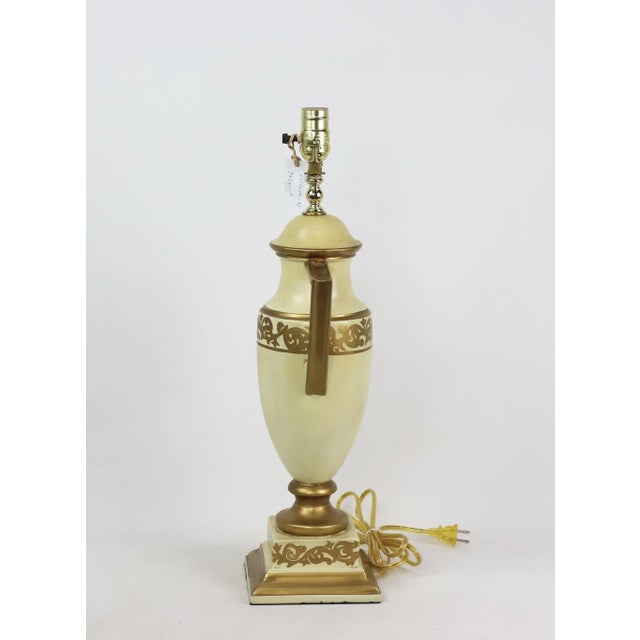 Light Yellow Retro Yellow Hand Painted Gold Pattern Trophy Table Lamp, Brunschwig & Fils Old Collection For Sale - Image 8 of 9