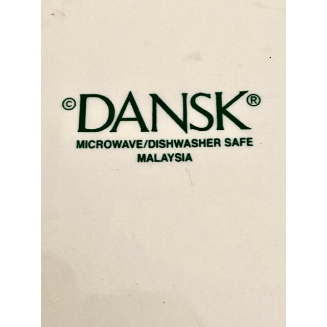 Vintage Dansk "Nordic Knits" Green Ceramic Teapot with Lid, featuring a cream body decorated with hand-painted green...