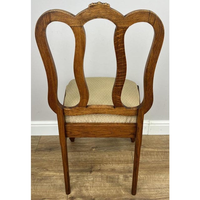 French Louis Style Oak Dining Chairs with Upholstered Seats, Set of 6 For Sale - Image 15 of 16