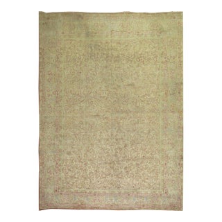 Feminine Persian Antique Kerman Brown Pink Rose Accent Room Size Rug For Sale