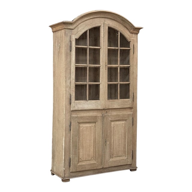 18th Century French Provincial Stripped Oak Bookcase For Sale