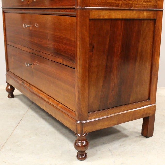Antique Italian Charles X Chest of Drawers in Walnut For Sale - Image 11 of 14