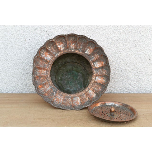 Metal Antique Ikebana Copper Flower Vessel For Sale - Image 7 of 8