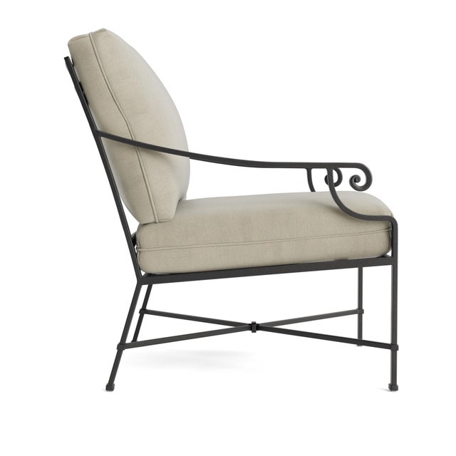 Contemporary Brown Jordan Venetian Lounge Chair, Textured Pewter frame with Fusion Meadow fabric For Sale - Image 3 of 11