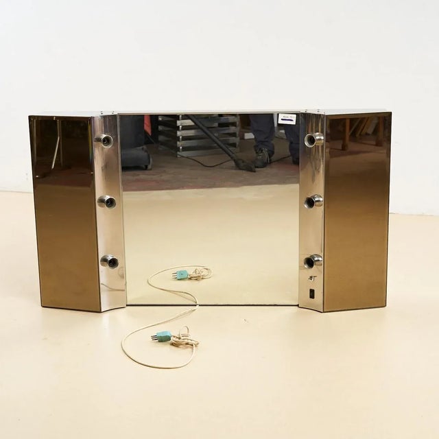 Glass Vintage Theater Dressing Room Mirror with Lights For Sale - Image 7 of 7