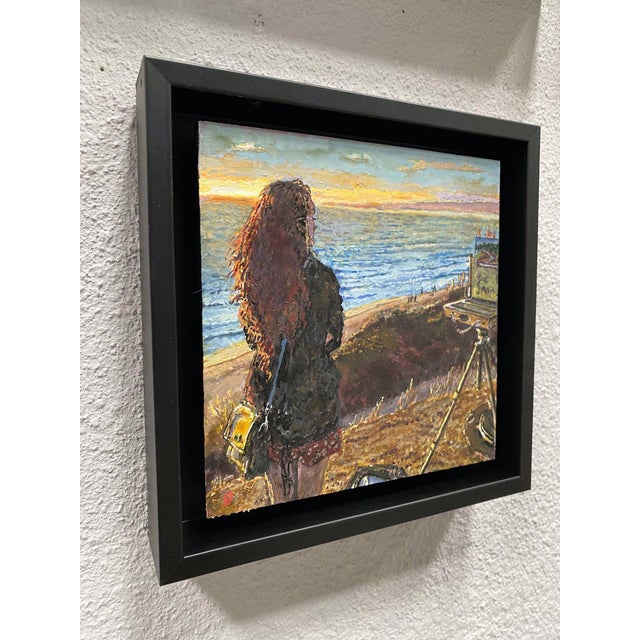 Chelsea La Selva Beach Santa Cruz by Delton Demarest | Mixed Media Woman overlooking the beach at sunset. For Sale - Image 4 of 5