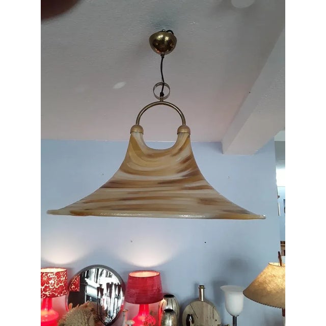 1970s Funnel Fiberglass Ceiling Lamp with Double Outlet, 1970s For Sale - Image 5 of 6