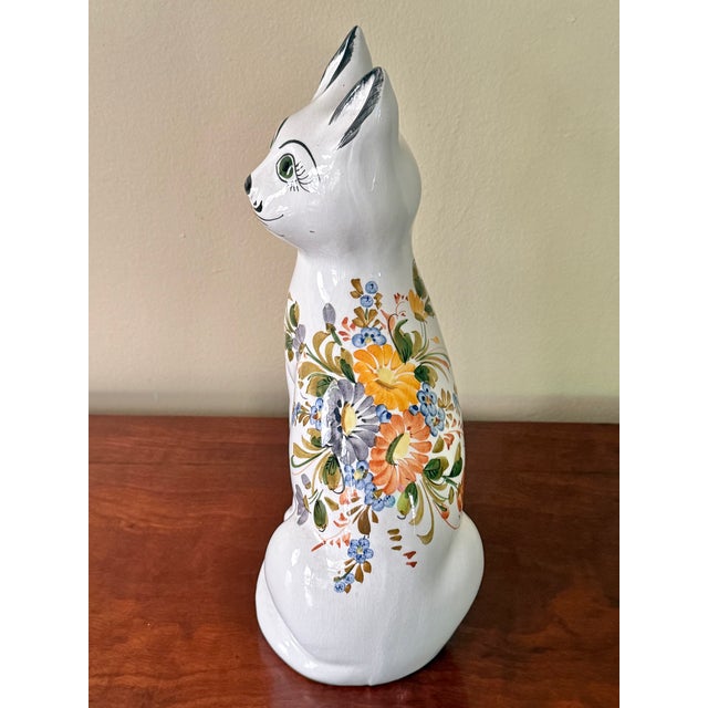 Rustic European Midcentury Italian Ceramic Cat Figure For Sale - Image 3 of 9