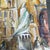 Abstract 1970’s Original Abstract Dante Square Verona Italy Cityscape Watercolor Painting For Sale - Image 3 of 6