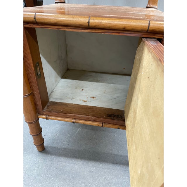 Brown Antique French Faux Bamboo Side Table For Sale - Image 8 of 9