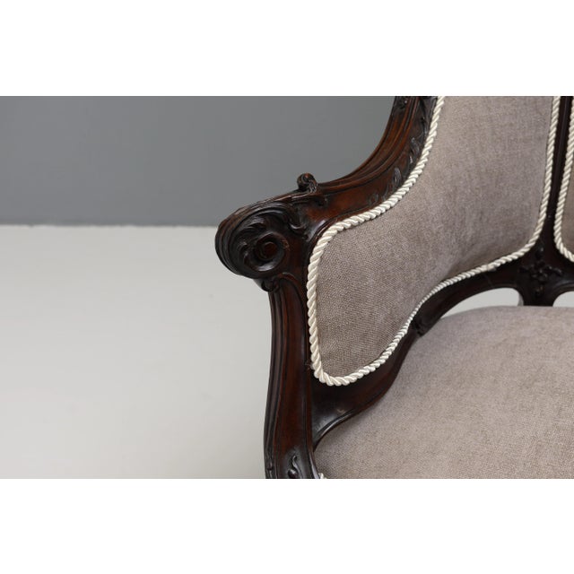 Fabric & Rosewood Sofa, 1890s For Sale - Image 5 of 8