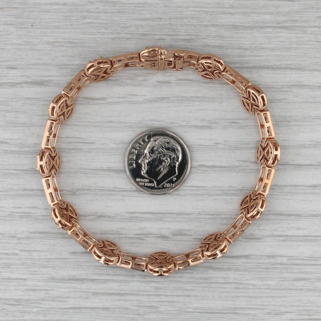 Modern Le Vian 4.07ctw Champagne Diamond Quartz Links Bracelet 14k Rose Gold 6.75" 8mm For Sale - Image 3 of 10
