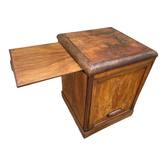 Piece of furniture of notary in Walnut and beech of the years 1900.door which slides in the piece of furniture, a shelf on...