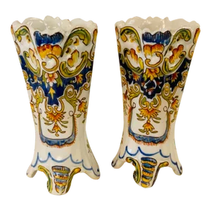 French Rouen Vases, 19th Century - Pair