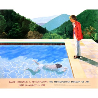 David Hockney Portrait of an Artist (Pool With Two Figures) Original 1988 Retrospective the Metropolitan Museum of Art Poster For Sale