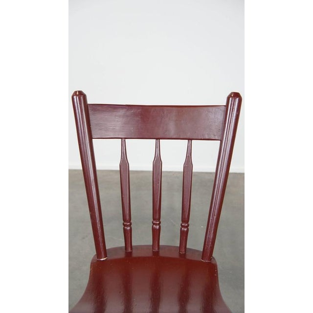 Vintage Dutch Farmers Dining or Side Chair in Burgundy Wood For Sale - Image 9 of 12