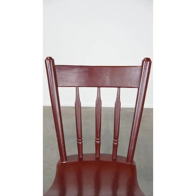 Vintage Dutch Farmers Side Chair in Burgundy Wood For Sale - Image 9 of 12
