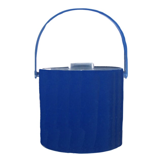 1960s Blue Patent Leather Look Ice Bucket For Sale