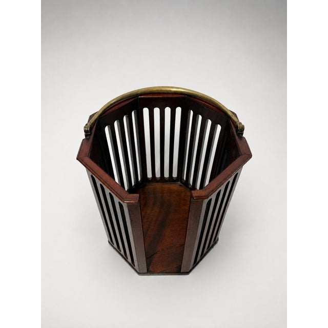 Wood English Georgian Mahogany and Brass Slatted Plate Bucket For Sale - Image 7 of 8