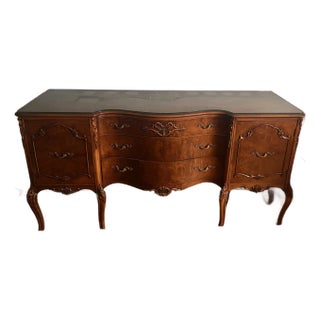 2 Beautiful French Provincial Style Burl Wood Large and Medium Buffet Tables For Sale