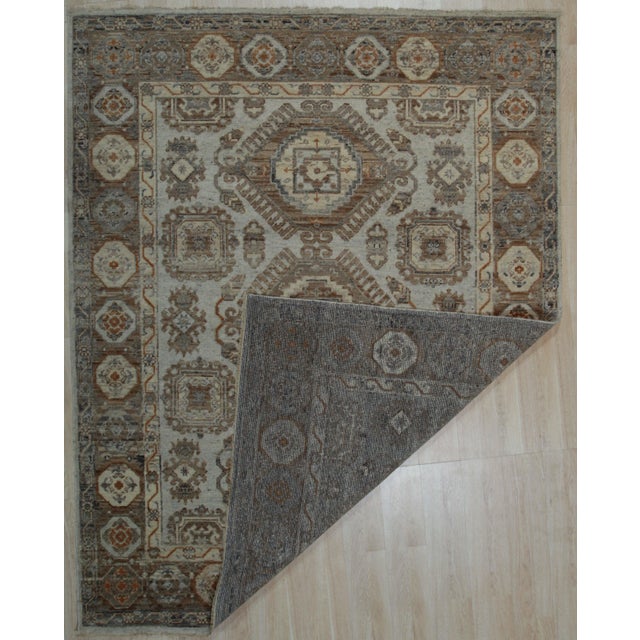 8x10 Sloane Kazak Ivory Floral Traditional Hand Knotted Wool Carpet Rug For Sale In New York - Image 6 of 6