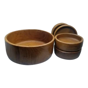 Vintage Teak Wood Salad Bowl Set (5), MCM
