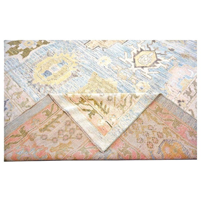 21st Century Turkish Oushak Wool 11x17 Light Blue,Yellow & Ivory Handmade Area Rug #1144131 For Sale - Image 12 of 13