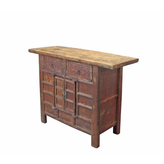 Double Top Drawer Carved Cabinet or Sideboard For Sale - Image 4 of 12