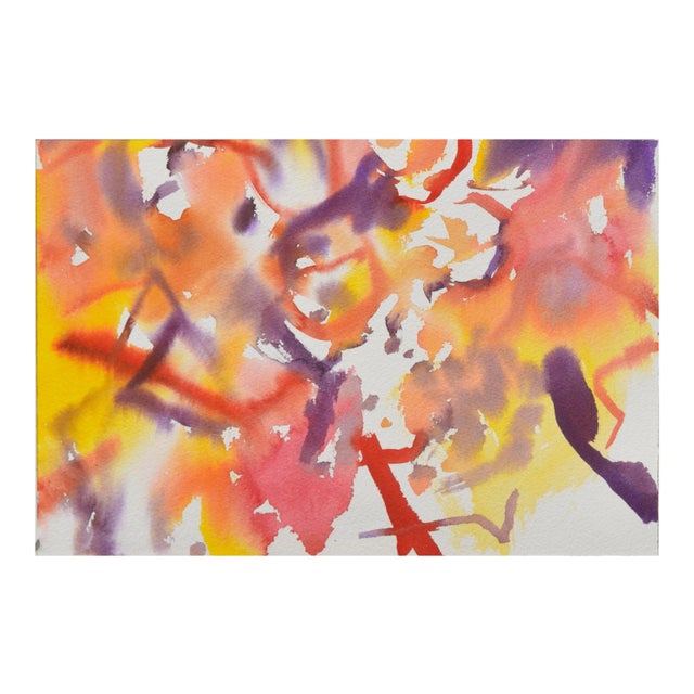 Paper Vintage Abstract Sunset Watercolor by Les Anderson For Sale - Image 7 of 7