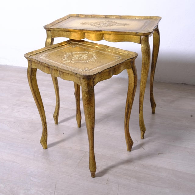 Neo-Classical Florentine Nesting Tables, Italy, 1960s, Set of 2 For Sale - Image 15 of 17