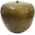 1980's hand-crafted studio pottery vessel toped by small "nipple" opening. .Shiny olive green glazed body. Measures 9"...