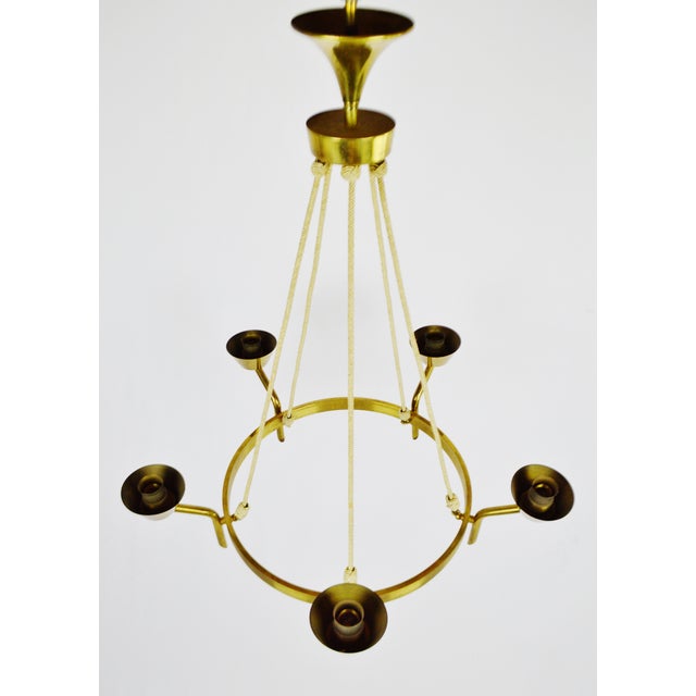 Antique Brass & Rope Chain 5 Light Chandelier Chairish