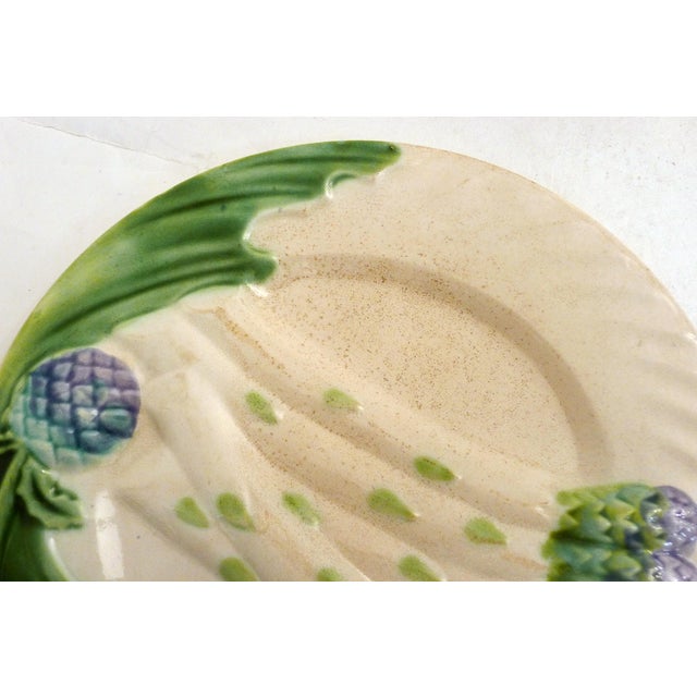 Antique Asparagus Plates in Salins Earthenware, 1890s, Set of 8 For Sale - Image 11 of 16