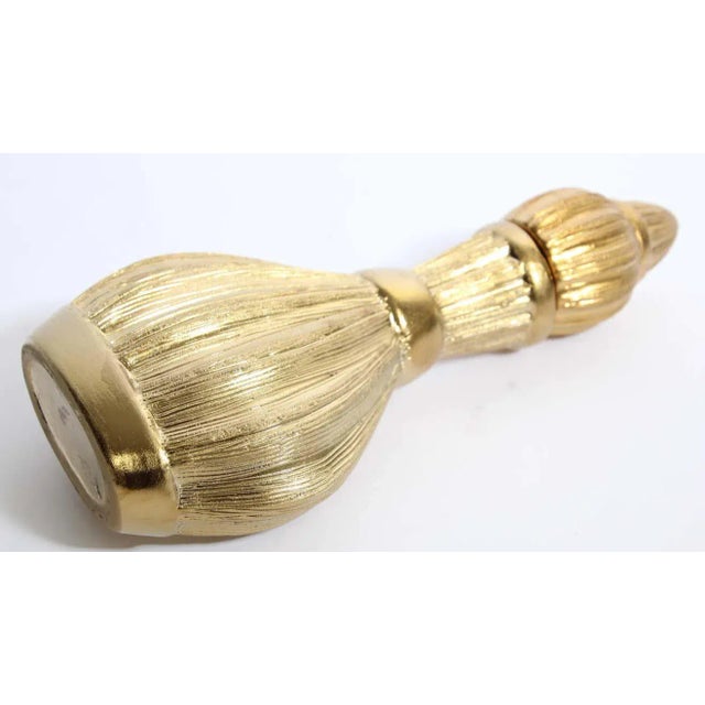 Wood Moorish Bohemian Decorative Gilt Porcelain Flask With Lid For Sale - Image 7 of 9