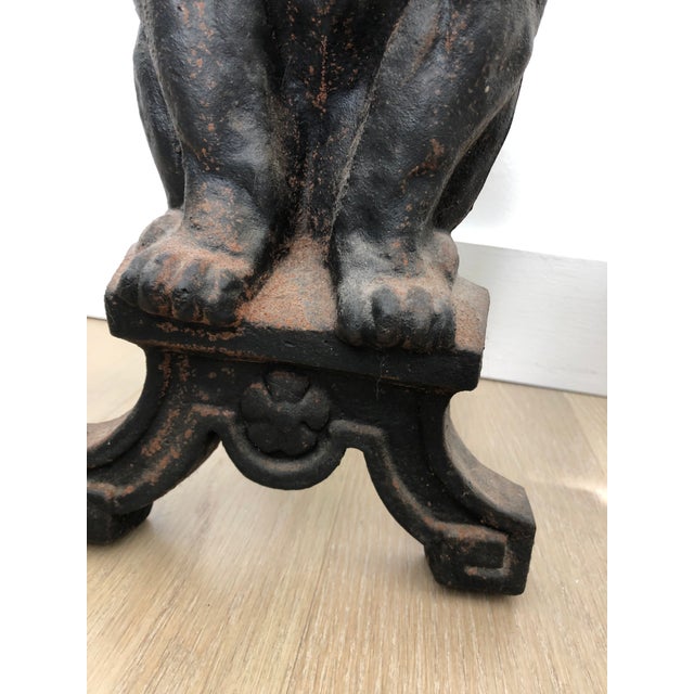 Early 20th Century Cast Iron French Bulldog Fireplace Andirons Set of