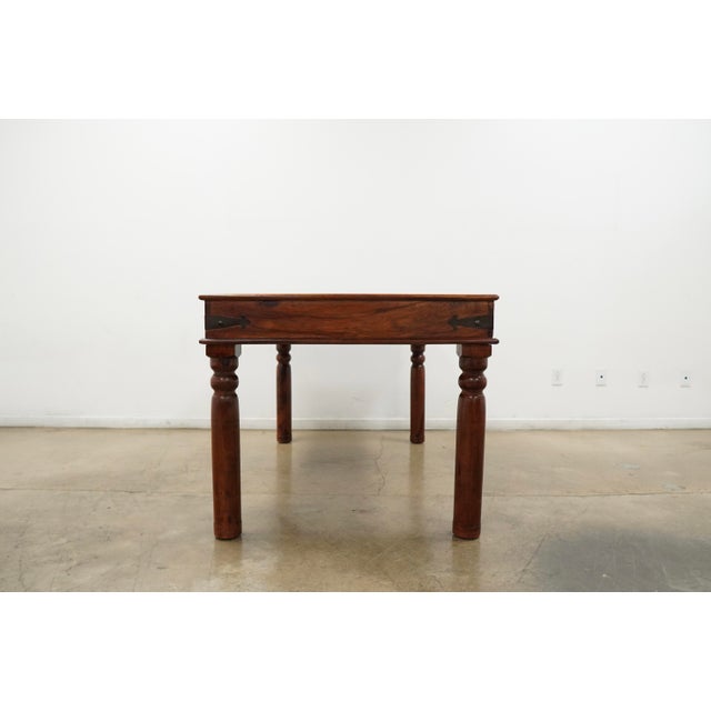 Vintage Rajasthani Style Carved Wood & Glass Dining Table For Sale In Austin - Image 6 of 14