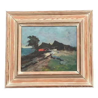 Arne Aspelin, Coastal Landscape with Cottage, 1960s, Oil on Panel, Framed For Sale